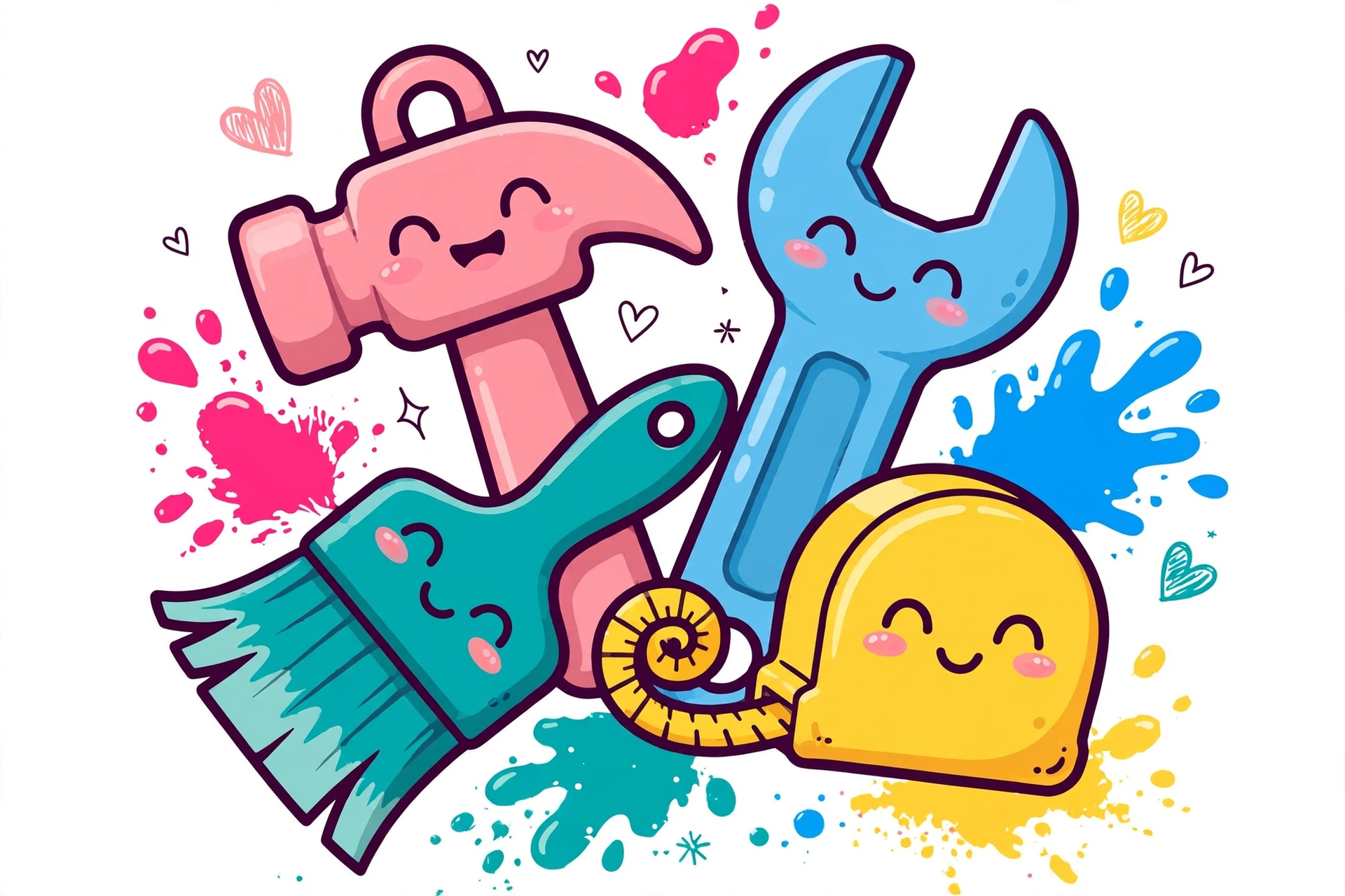Happy cartoon tools