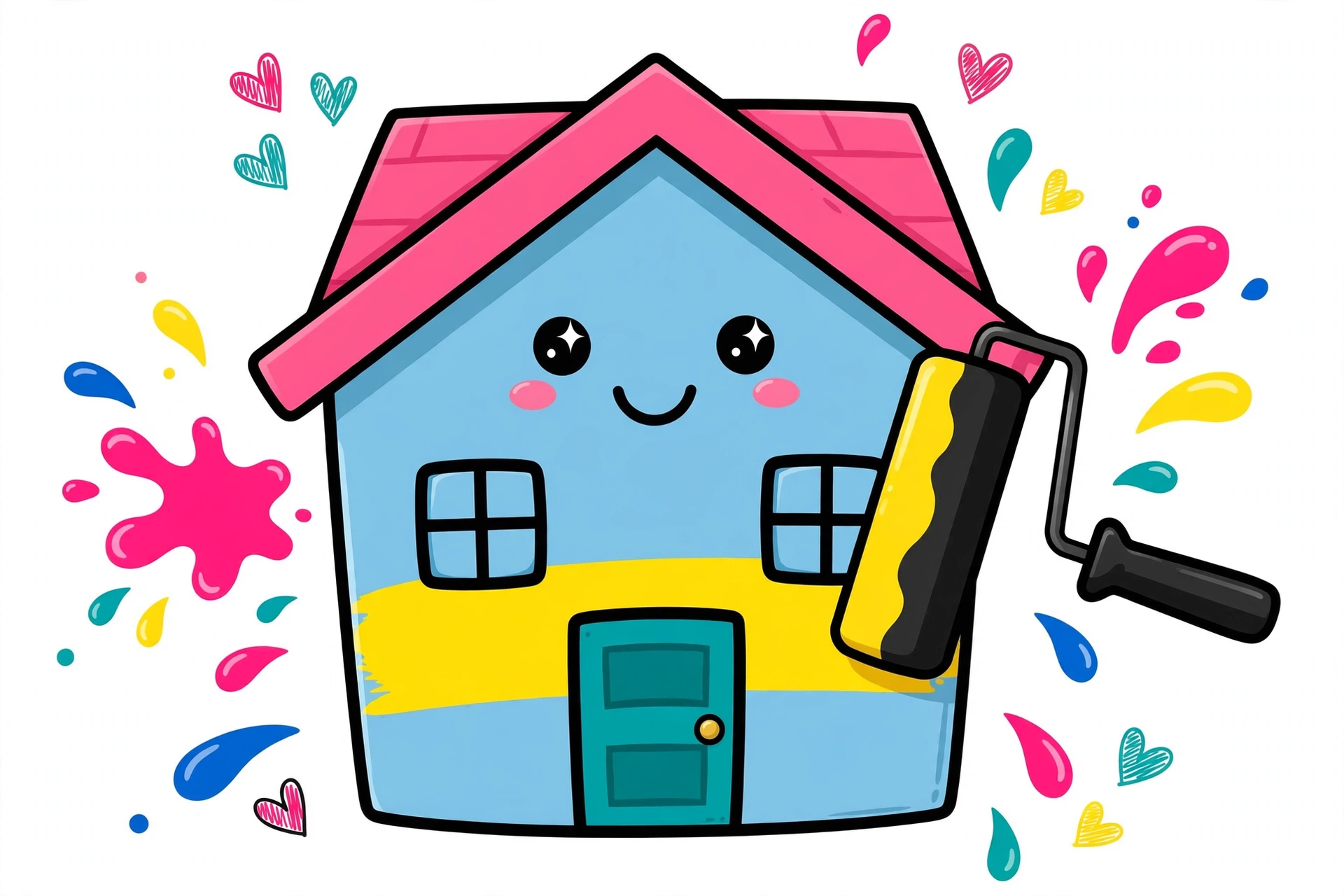 Happy house being painted